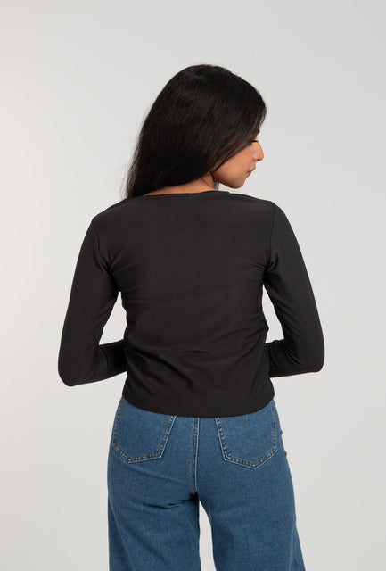 Boat Neck Long Sleeve Top