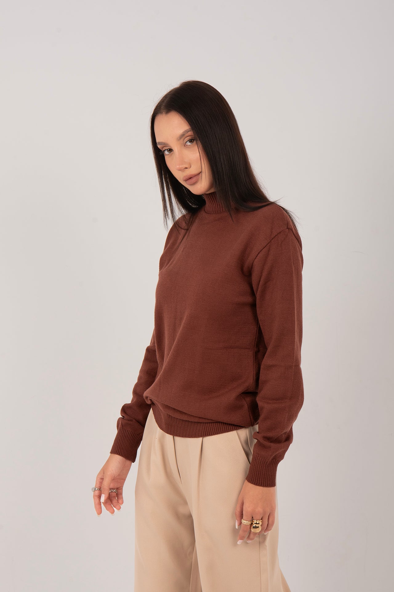 Relaxed Fit Knit Half-Neck Pullover