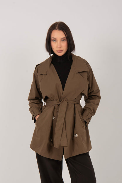 Gabardine Short Trench Jacket