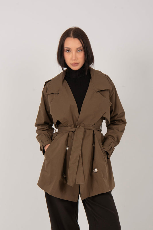 Gabardine Short Trench Jacket