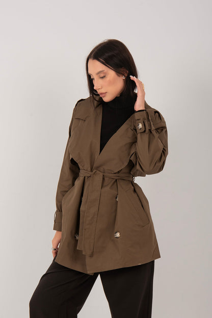 Gabardine Short Trench Jacket