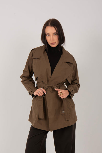 Gabardine Short Trench Jacket