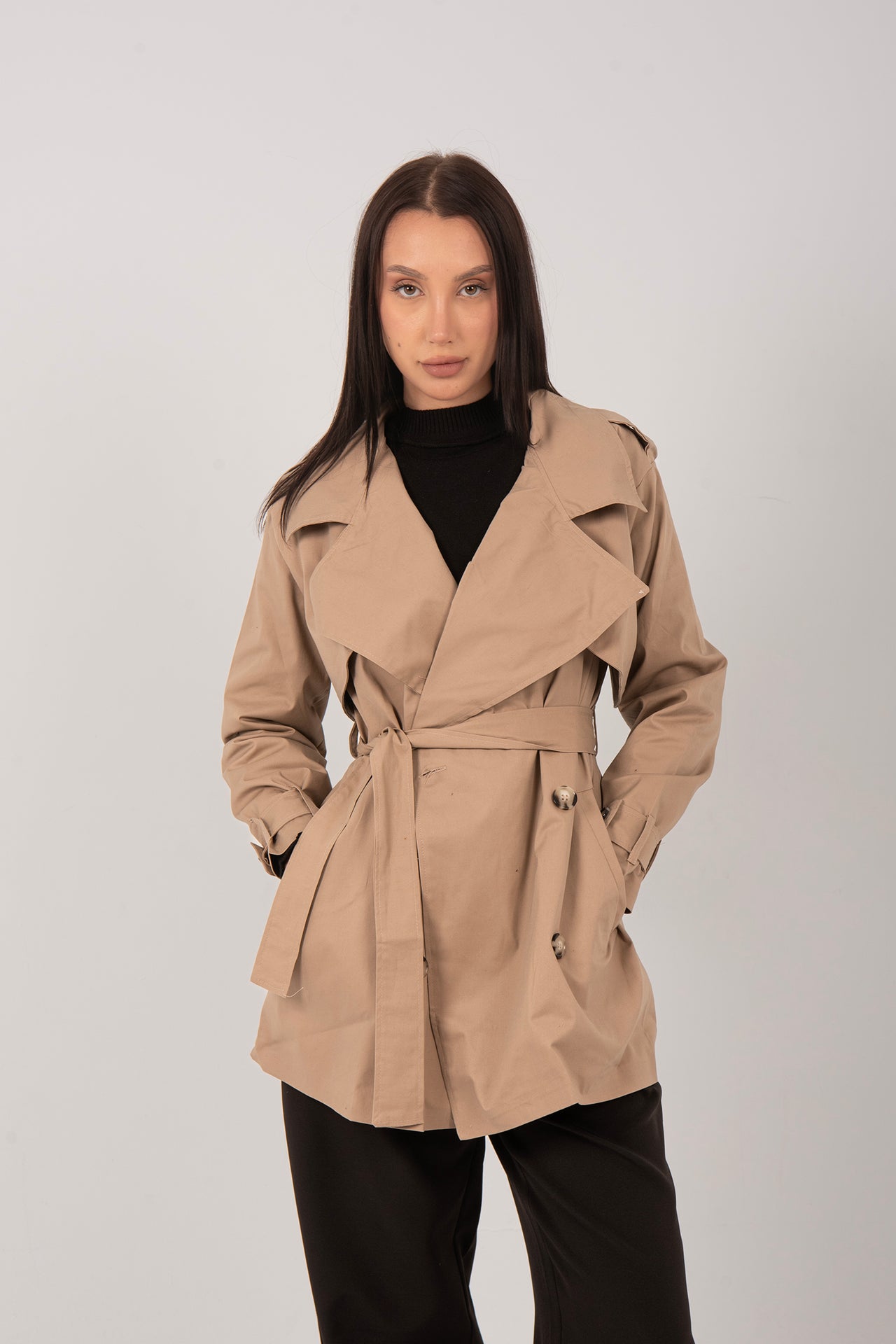 Gabardine Short Trench Jacket