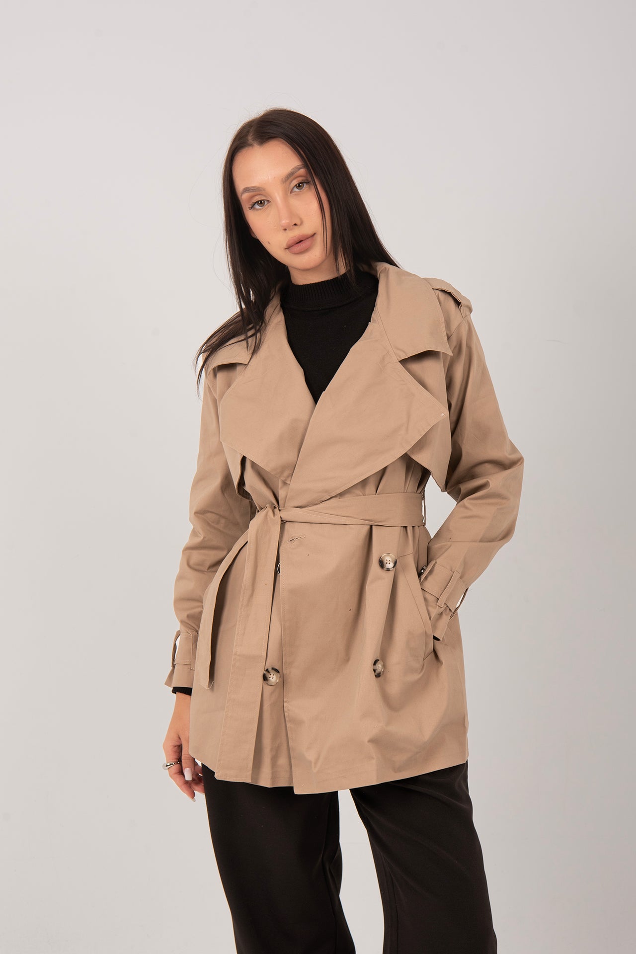 Gabardine Short Trench Jacket