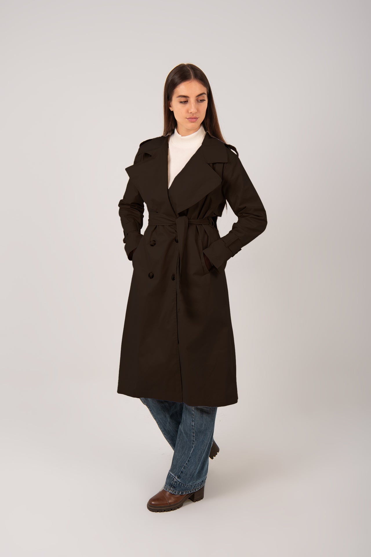 Relaxed Fit Long Trench Coat