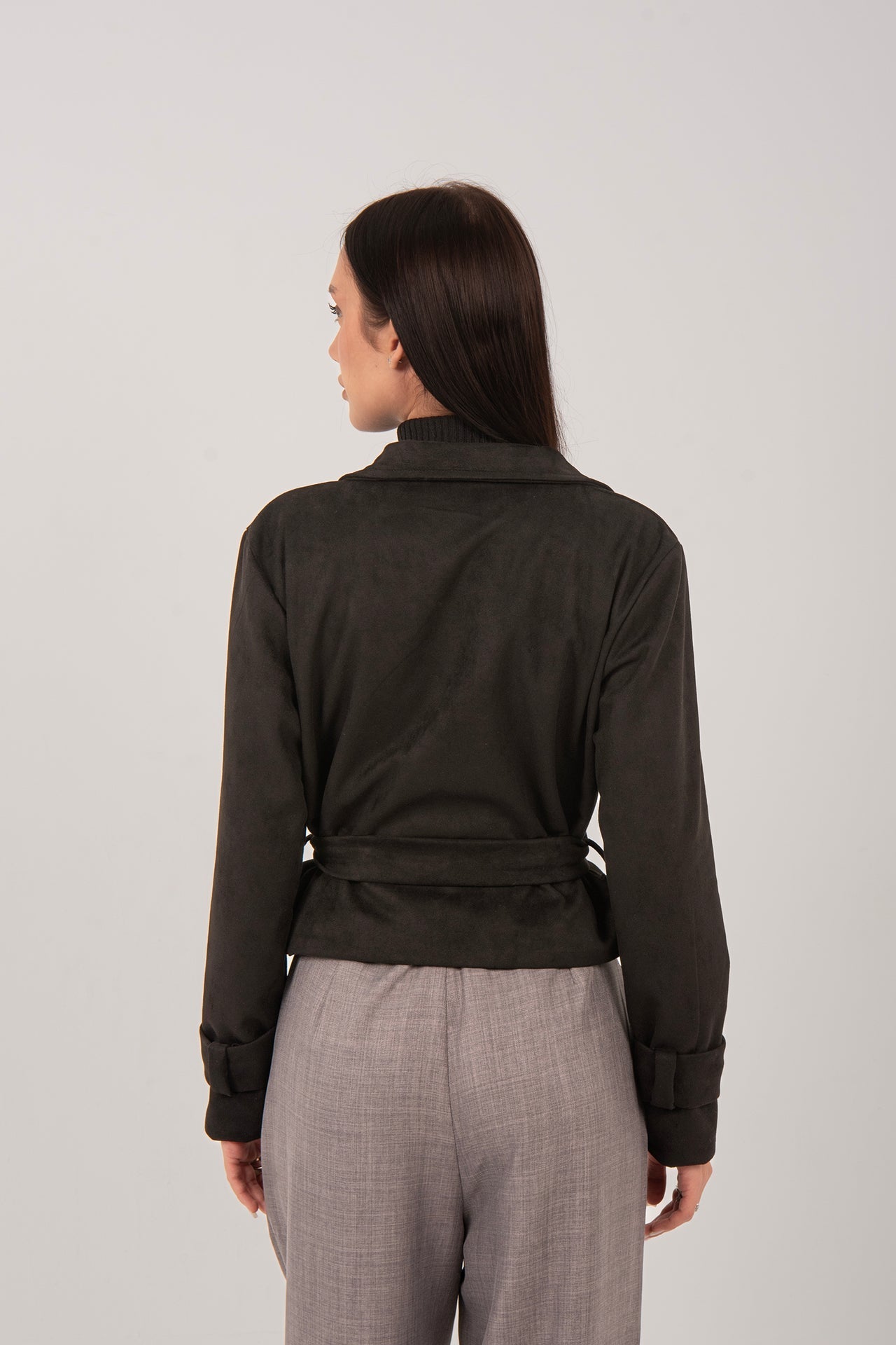 Suede Belted Cropped Jacket