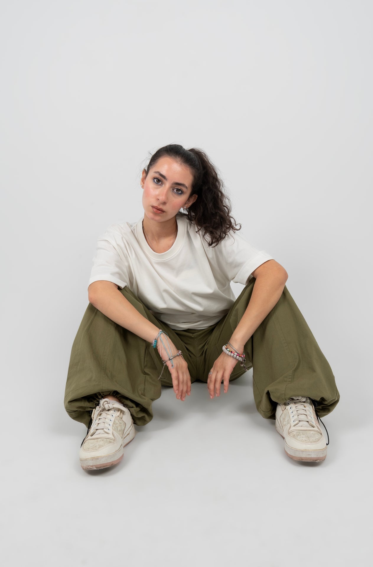 Gabardine Wide Leg Baggy Pants