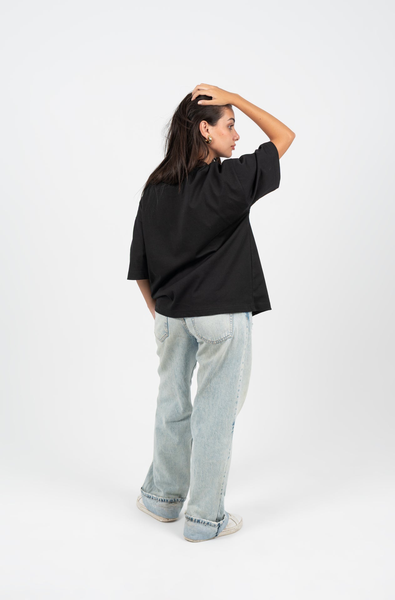 Cotton Boxy Fit Oversized T-Shirt – Black