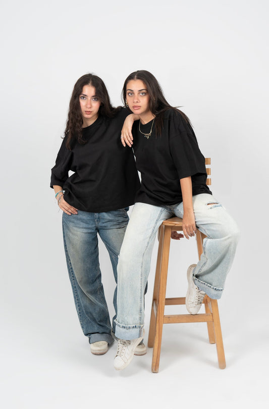 Cotton Boxy Fit Oversized T-Shirt – Black