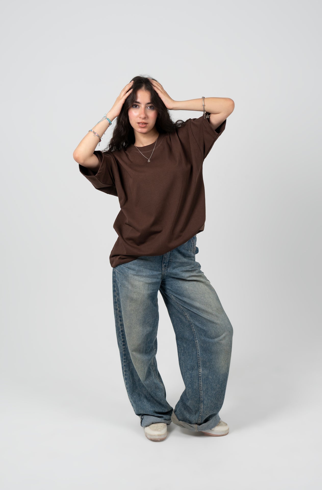 Cotton Printed Oversized T-Shirt – Brown