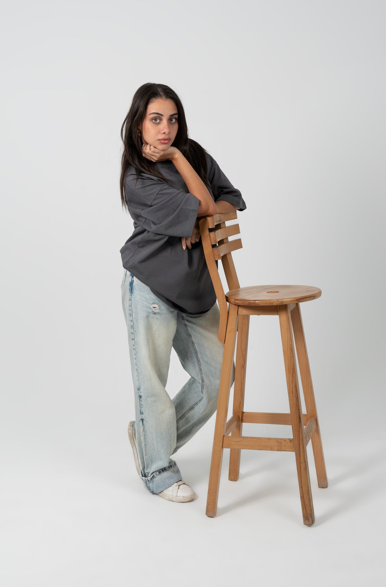 Cotton Solid Oversized T-Shirt – Dark Grey