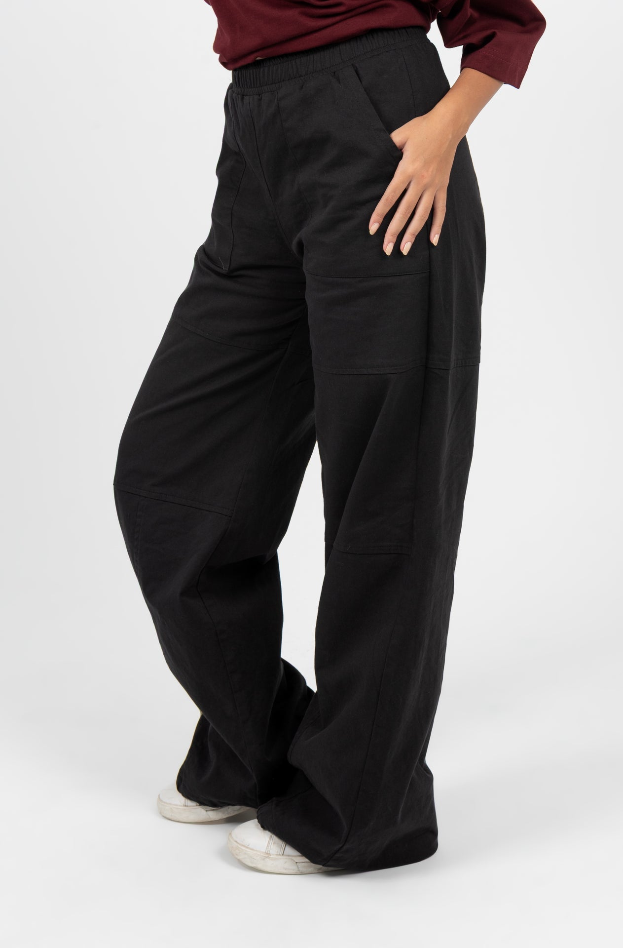 Gabardine Wide Leg Baggy Pants
