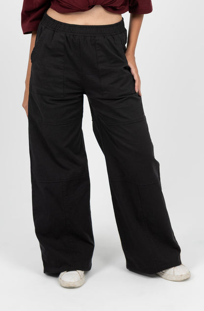 Gabardine Wide Leg Baggy Pants