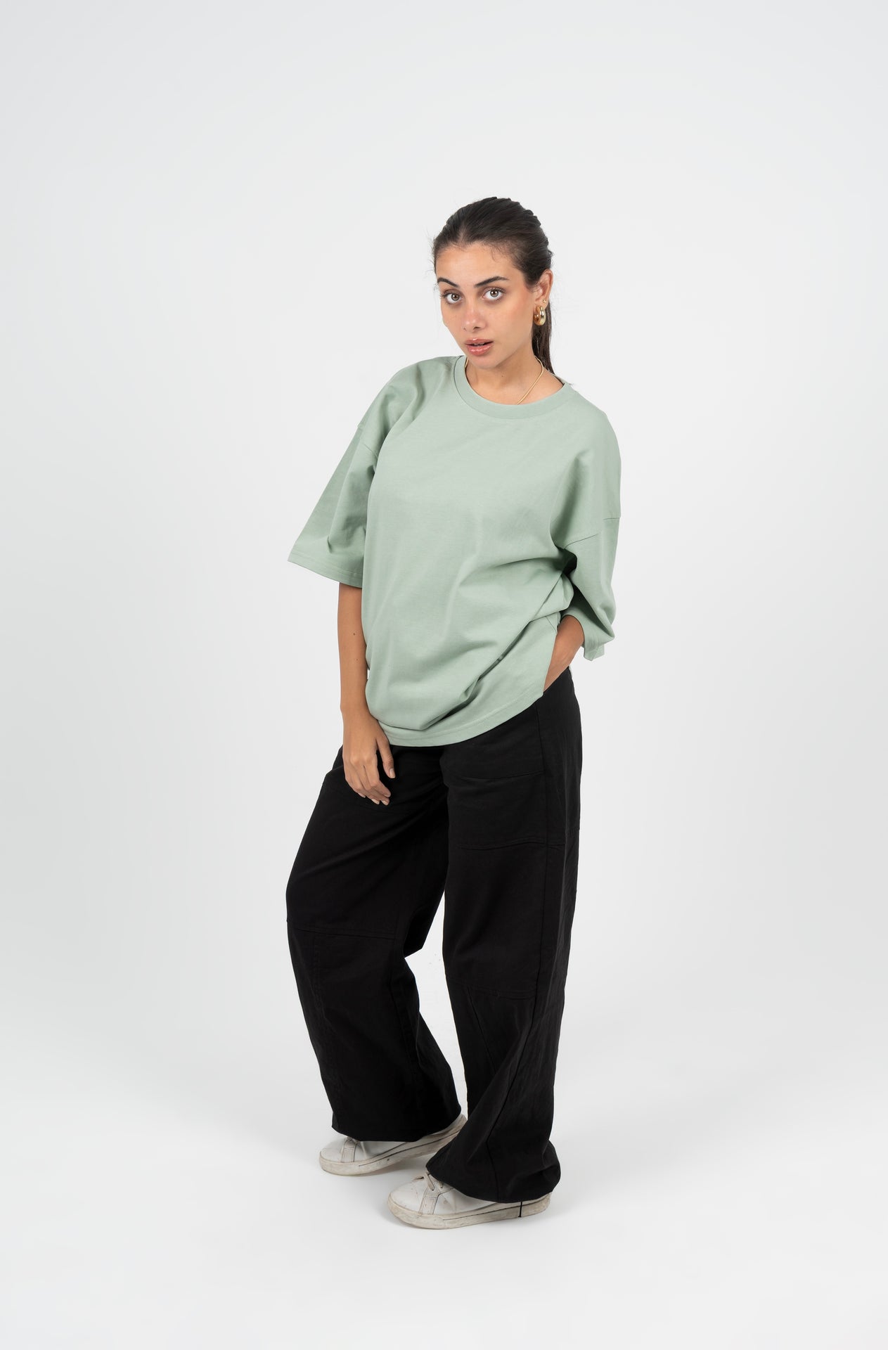 Cotton Solid Oversized T-Shirt – Mint