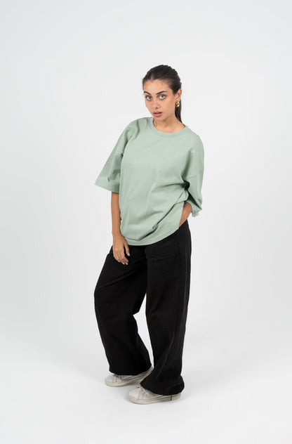 Cotton Solid Oversized T-Shirt – Mint