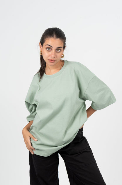 Cotton Solid Oversized T-Shirt – Mint