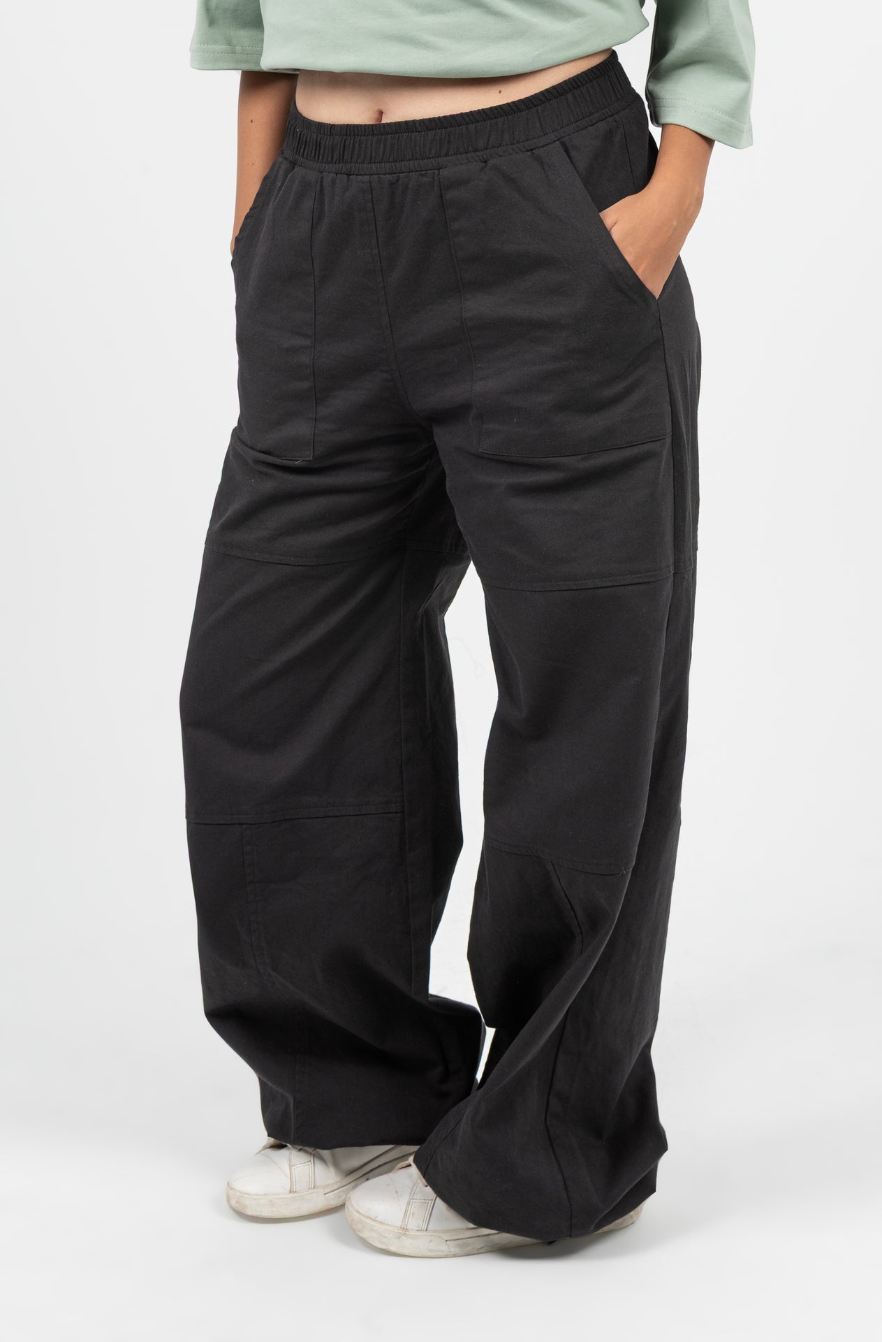 Gabardine Wide Leg Baggy Pants
