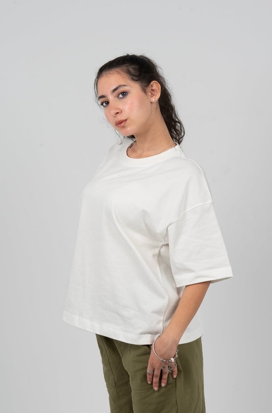 Cotton Boxy Fit Oversized T-Shirt – White