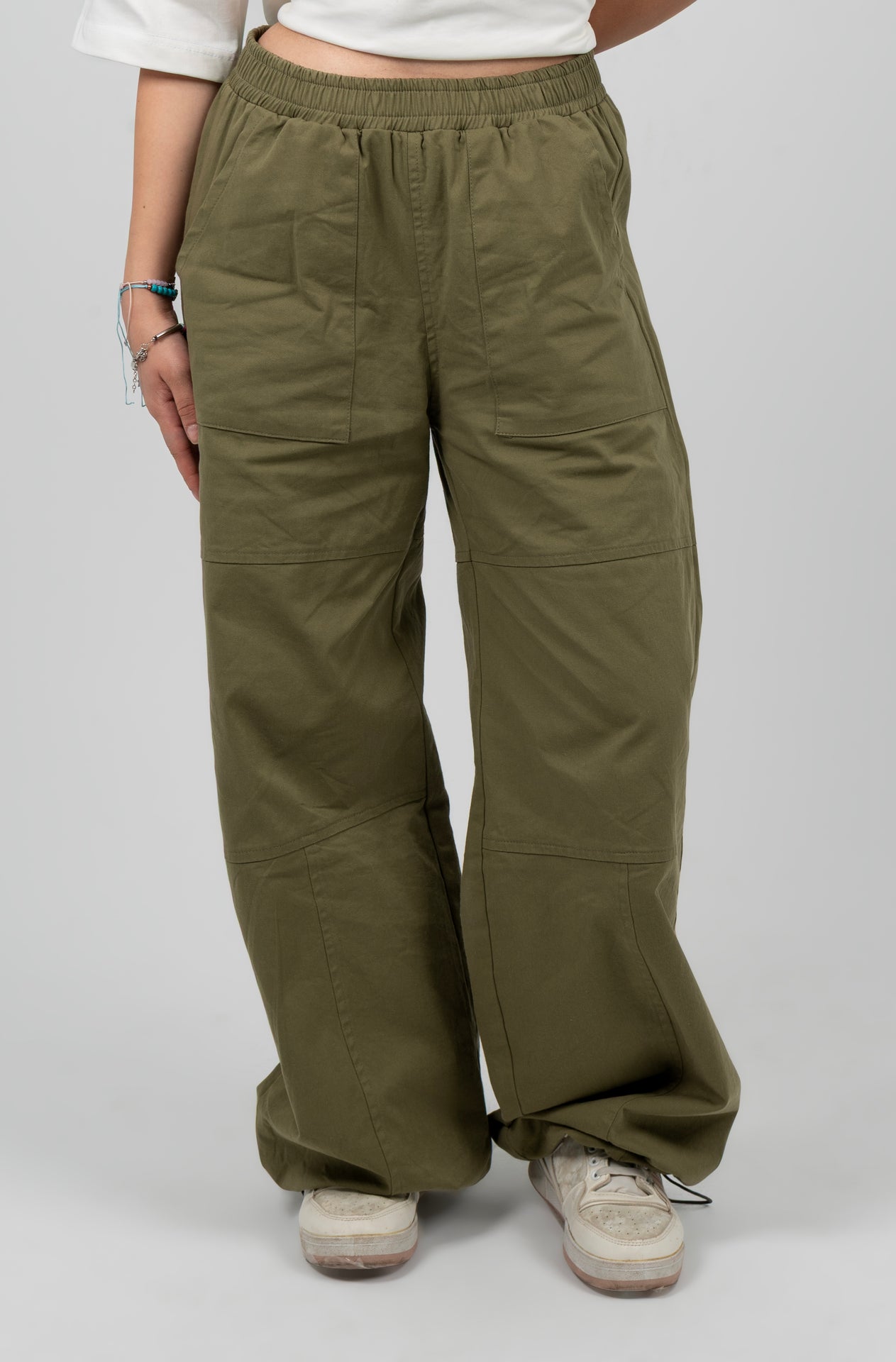 Gabardine Wide Leg Baggy Pants
