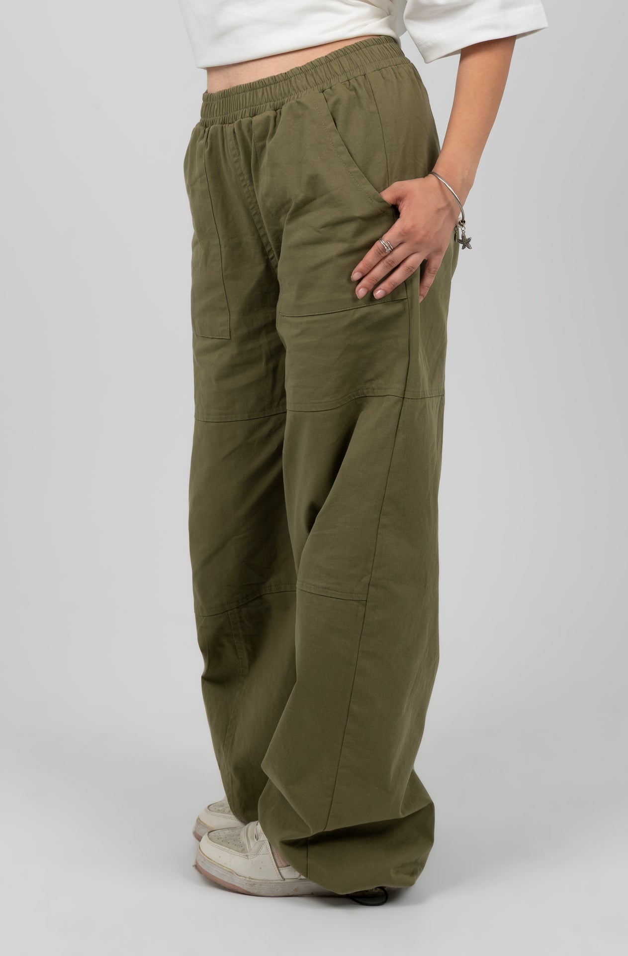 Gabardine Wide Leg Baggy Pants