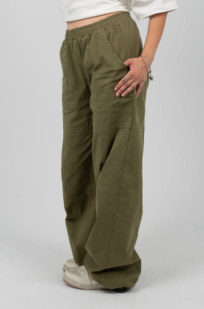 Gabardine Wide Leg Baggy Pants