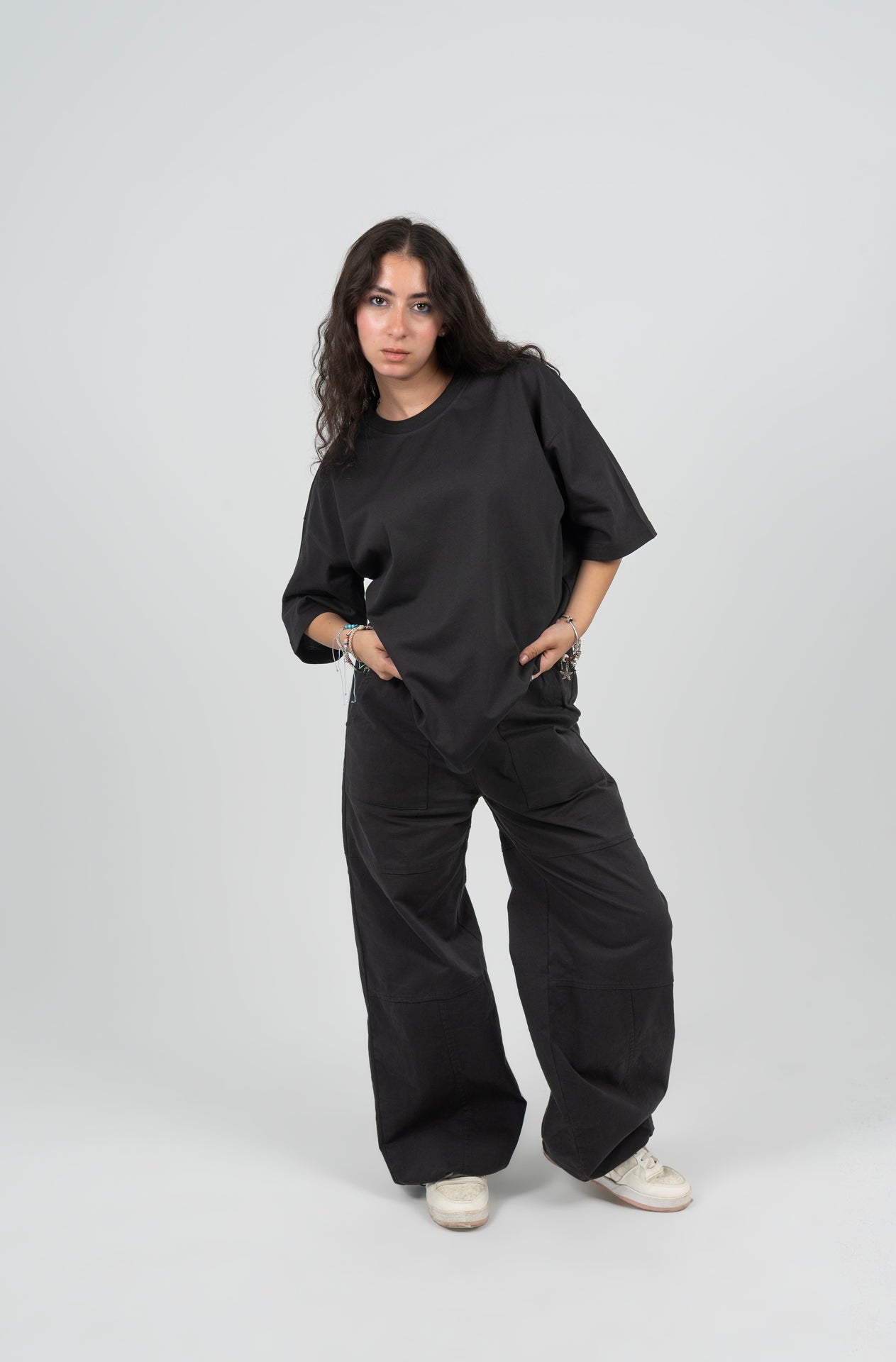 Cotton Printed Oversized T-Shirt – Black