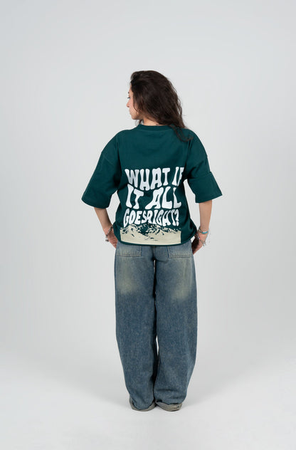 Cotton Printed Oversized T-Shirt – Dark Green