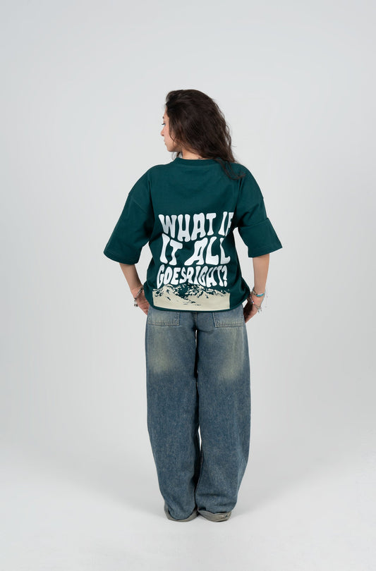 Cotton Printed Oversized T-Shirt – Dark Green