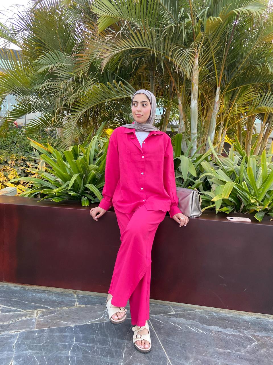 Linen Chic Comfort Set - Fuchsia