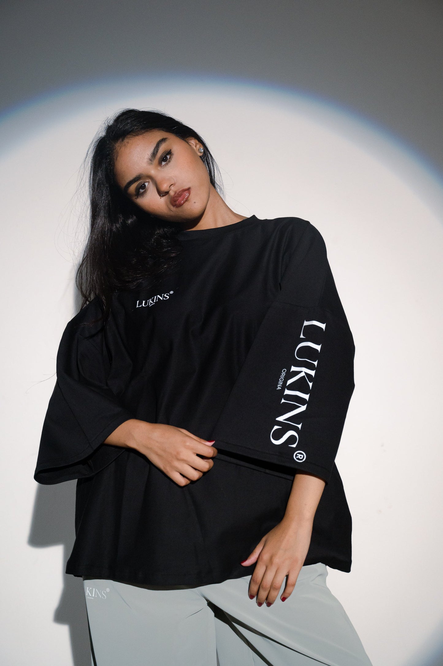 Cotton Printed Oversize T-Shirt – Black