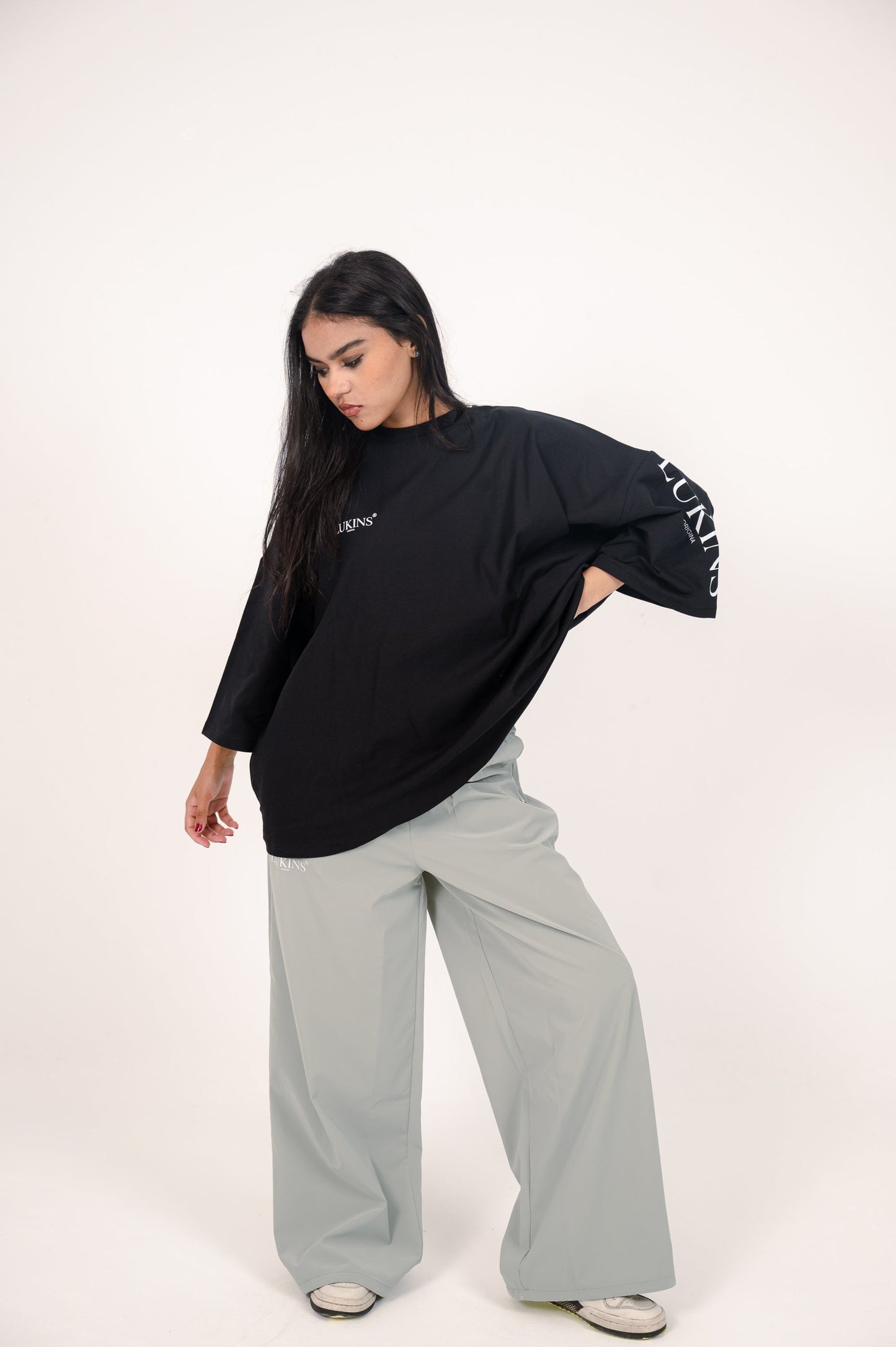 Cotton Printed Oversize T-Shirt – Black