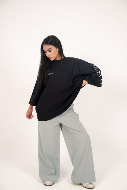 Cotton Printed Oversize T-Shirt – Black