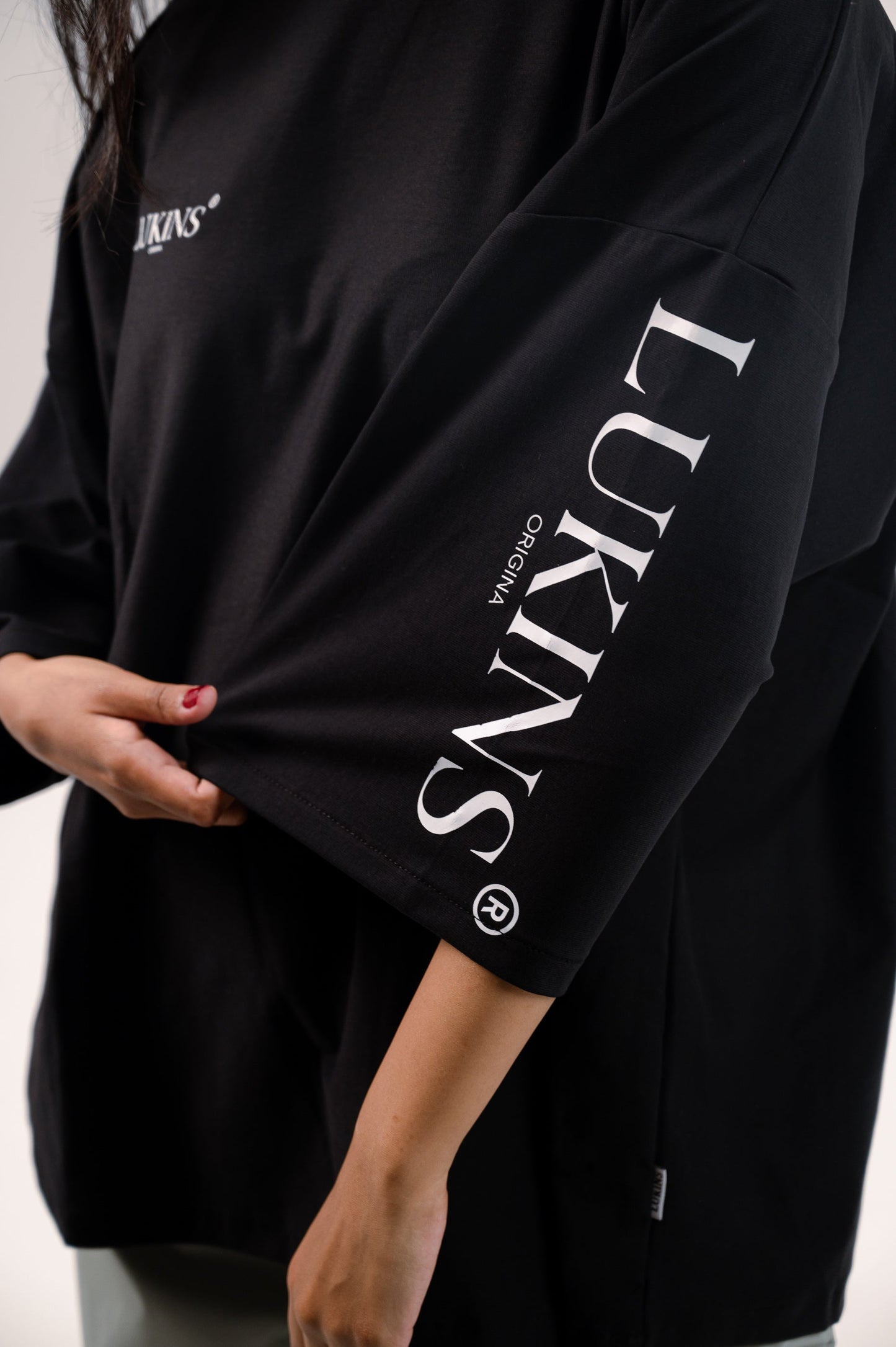 Cotton Printed Oversize T-Shirt – Black