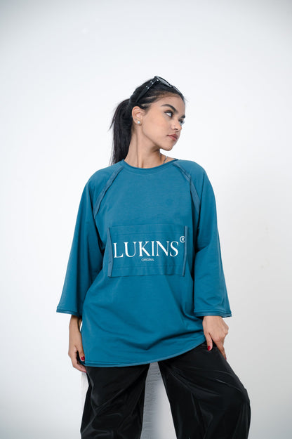Cotton Printed Casual T-Shirt – Teal Blue