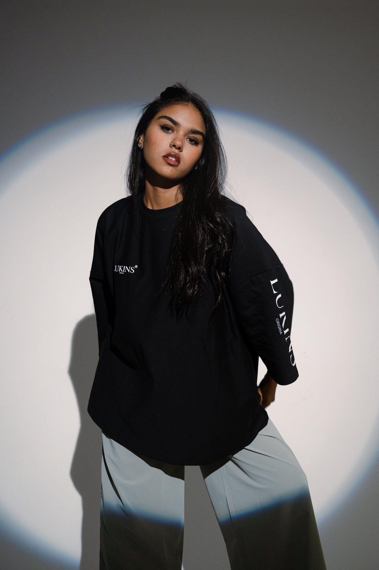 Cotton Printed Oversize T-Shirt – Black