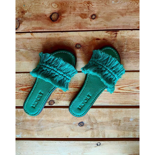 Macrame Chic Slippers - Green