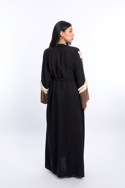 Crepe Tow Tone Open Kaftan - Multicolor