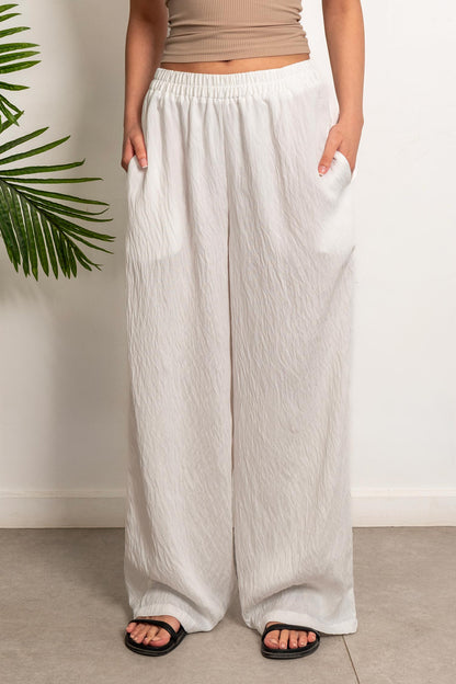 Wide-Leg Linen Pants - White