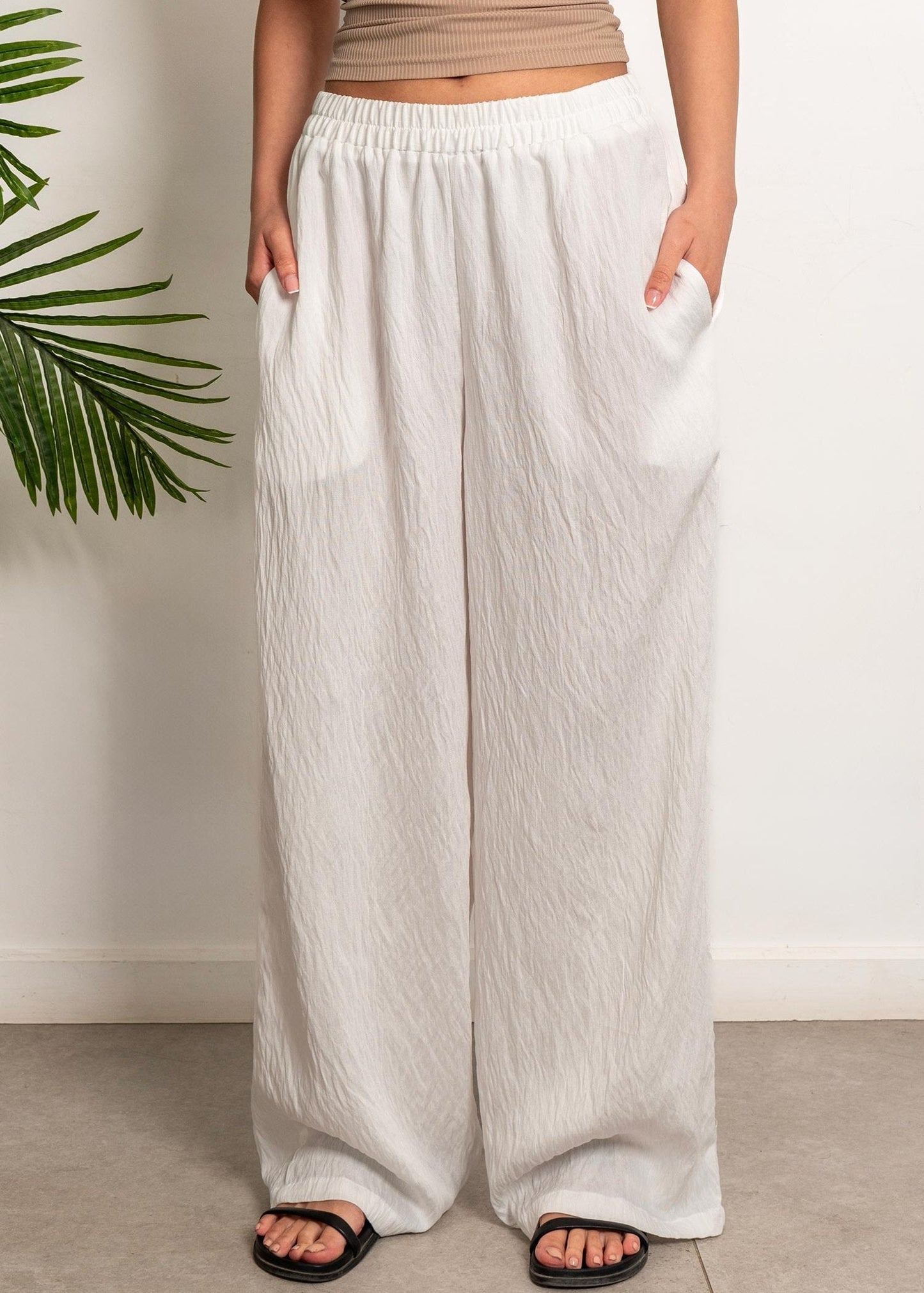 Wide-Leg Linen Pants - White