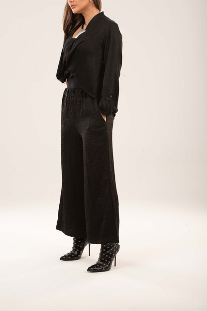 Elastic Waistband Wide-leg Pants