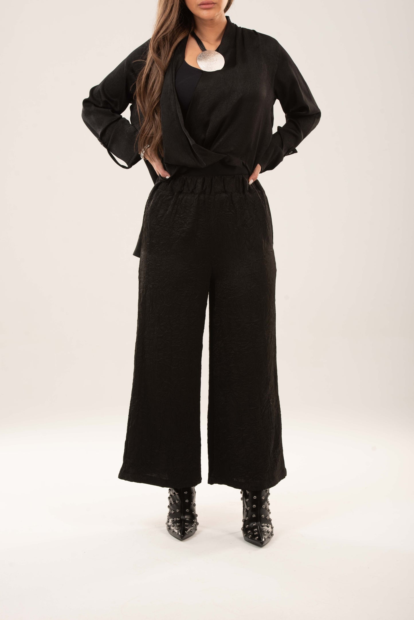 Elastic Waistband Wide-leg Pants