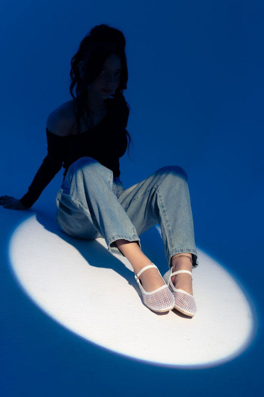 Leather Swan Ballerina Flats - White