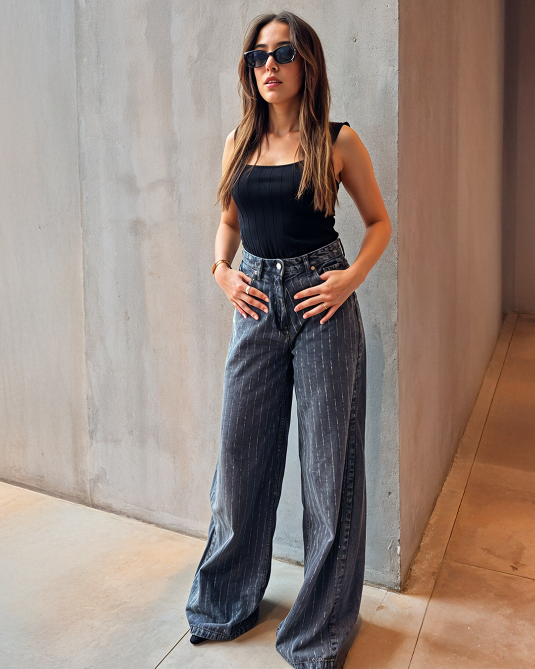 Denim Dirty Washed Pants - Grey