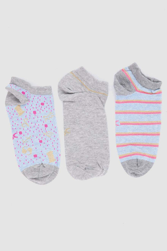 Printed Ankle Socks - 3 Pairs - Carina - ÙƒØ§Ø±ÙŠÙ†Ø§