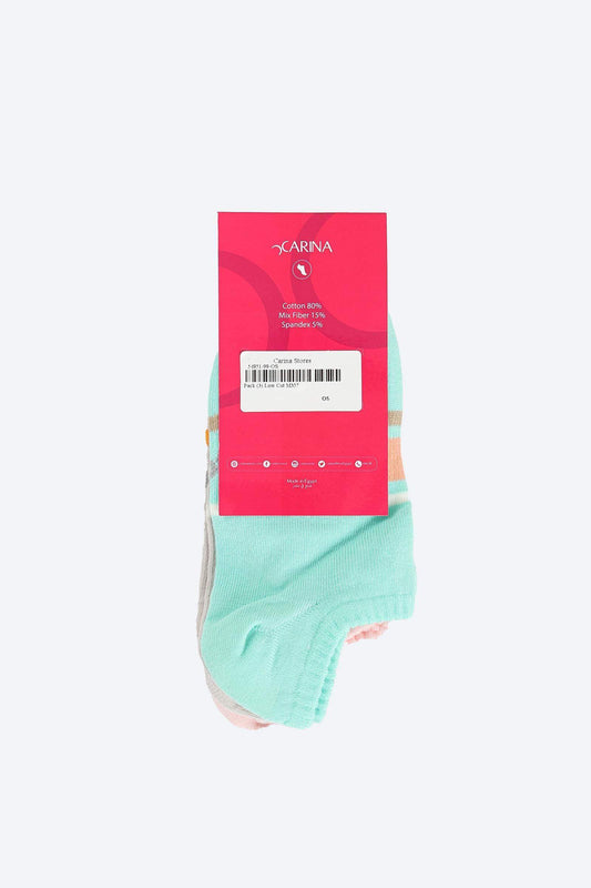 Printed Low Cut Socks - 3 Pairs - Carina - ÙƒØ§Ø±ÙŠÙ†Ø§