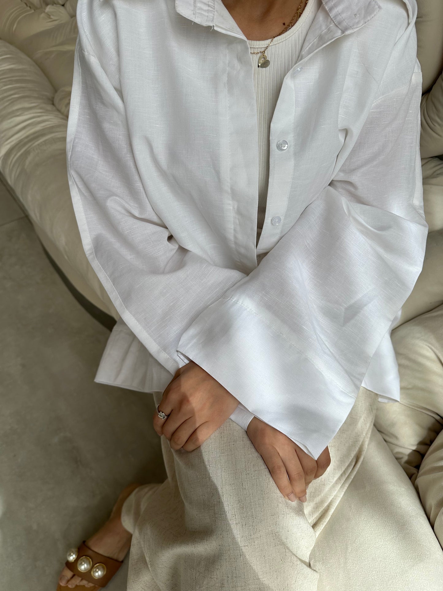 Linen Plain Shirt – White