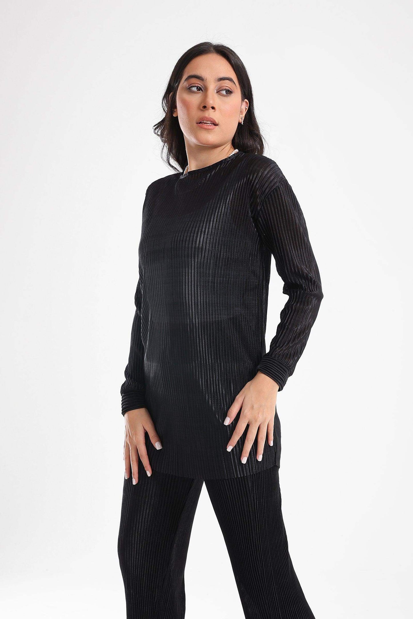 Ribbed Voile Blouse - Carina - ÙƒØ§Ø±ÙŠÙ†Ø§