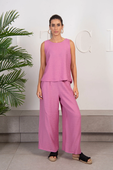 Sleeveless Linen Tank Top - Fuchsia