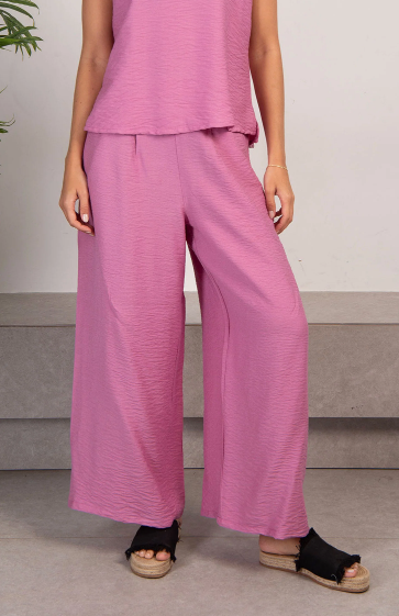 Wide Leg Linen Pants - Fuchsia