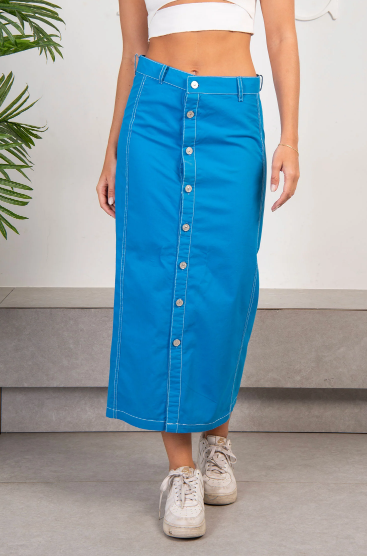 Buttoned Up Skirt - Blue